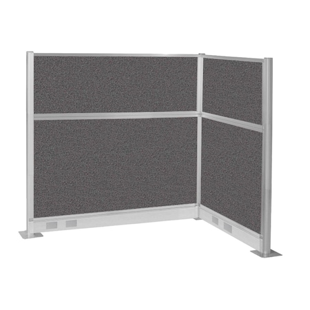 Versare Pre-Configured Hush Panel Electric Cubicle (L Shape) 6' x 4' Charcoal Gray Fabric 1859366